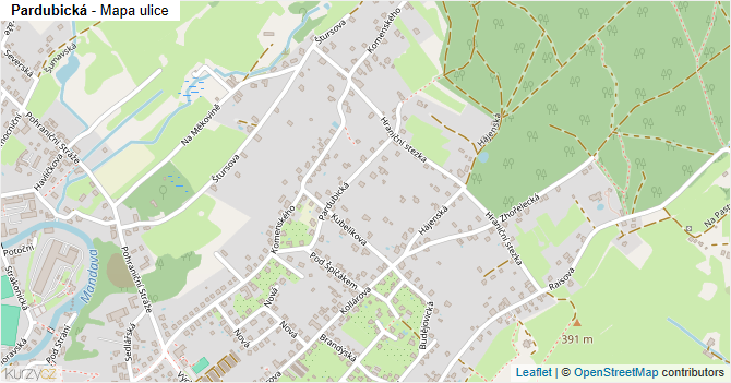 Pardubická - mapa ulice