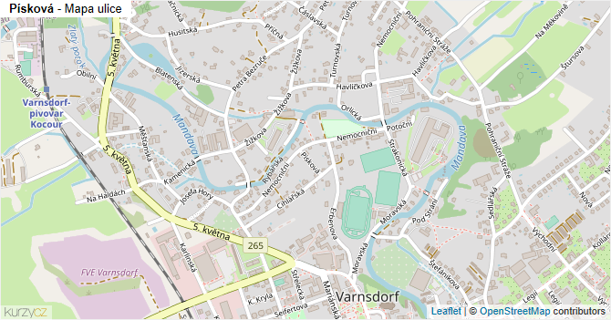 Písková - mapa ulice
