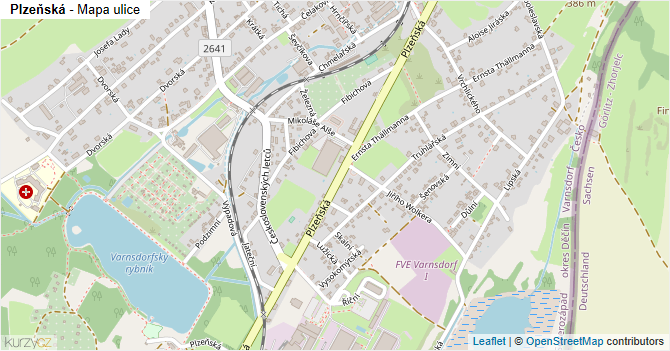 Plzeňská - mapa ulice