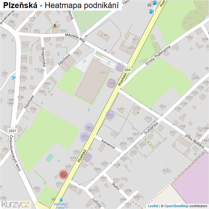 Mapa Plzeňská - Firmy v ulici.