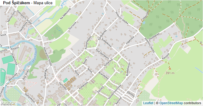 Pod Špičákem - mapa ulice