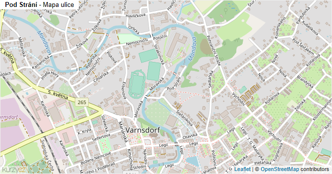 Pod Strání - mapa ulice
