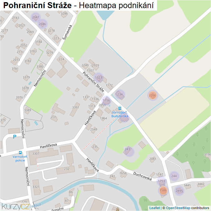 Mapa Pohraniční Stráže - Firmy v ulici.