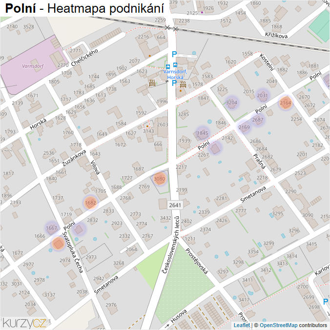 Mapa Polní - Firmy v ulici.
