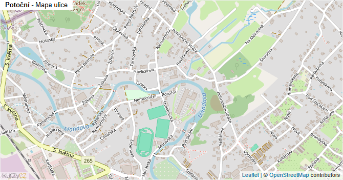 Potoční - mapa ulice