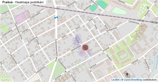 Prašná - mapa podnikání