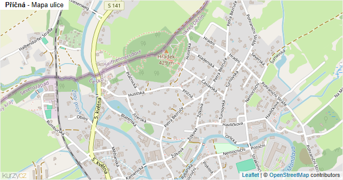 Příčná - mapa ulice
