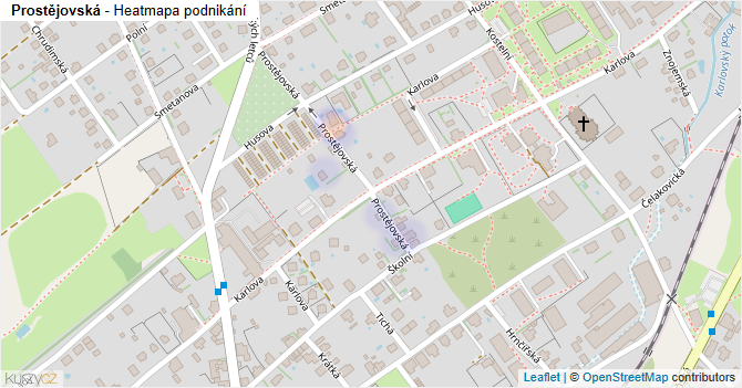 Prostějovská - mapa podnikání