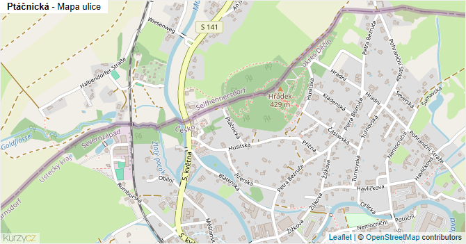 Ptáčnická - mapa ulice