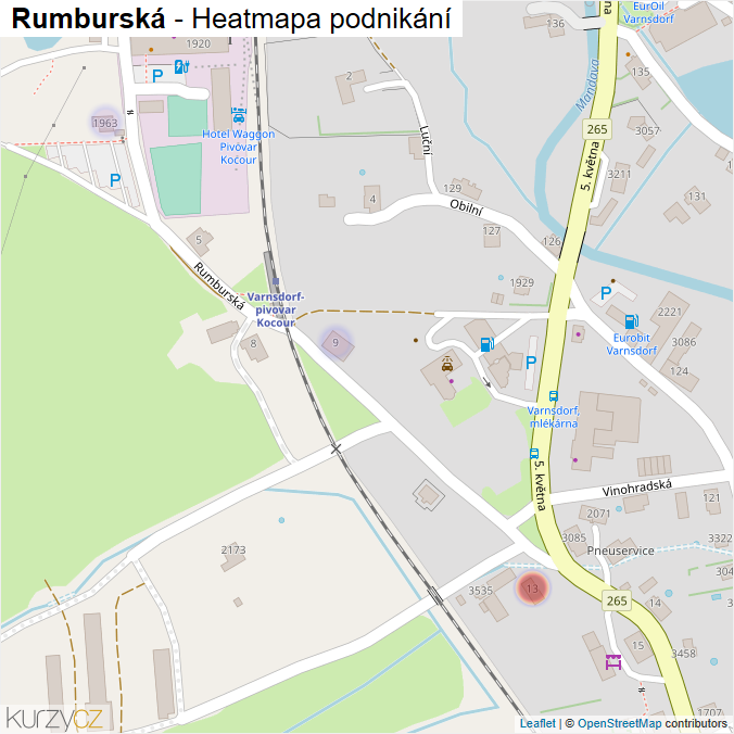 Mapa Rumburská - Firmy v ulici.