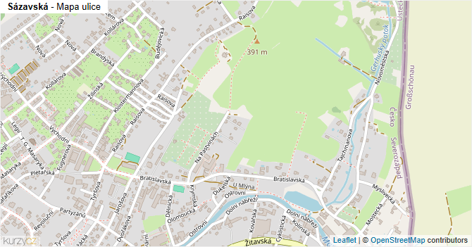 Sázavská - mapa ulice