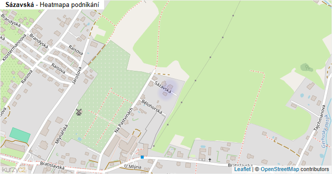 Sázavská - mapa podnikání