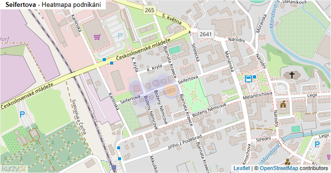 Seifertova - mapa podnikání