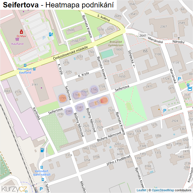 Mapa Seifertova - Firmy v ulici.