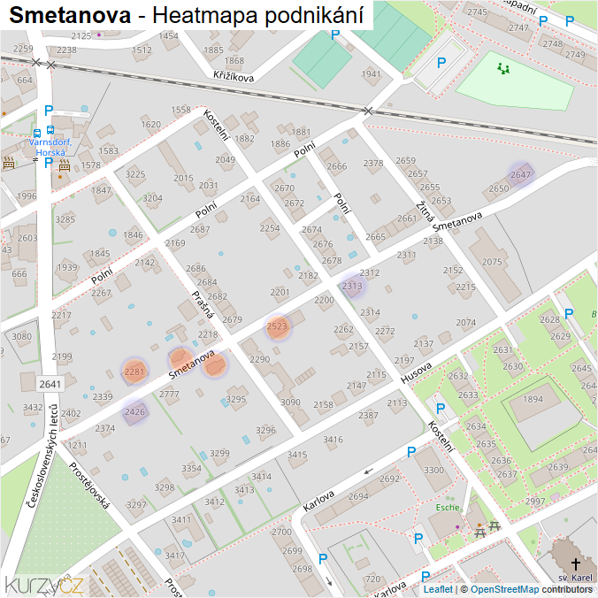 Mapa Smetanova - Firmy v ulici.
