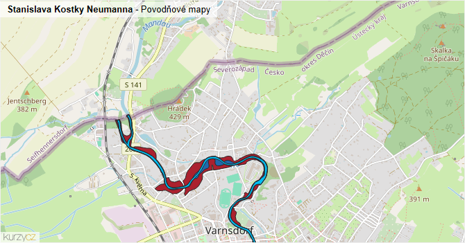 Stanislava Kostky Neumanna - záplavové mapy stoleté vody