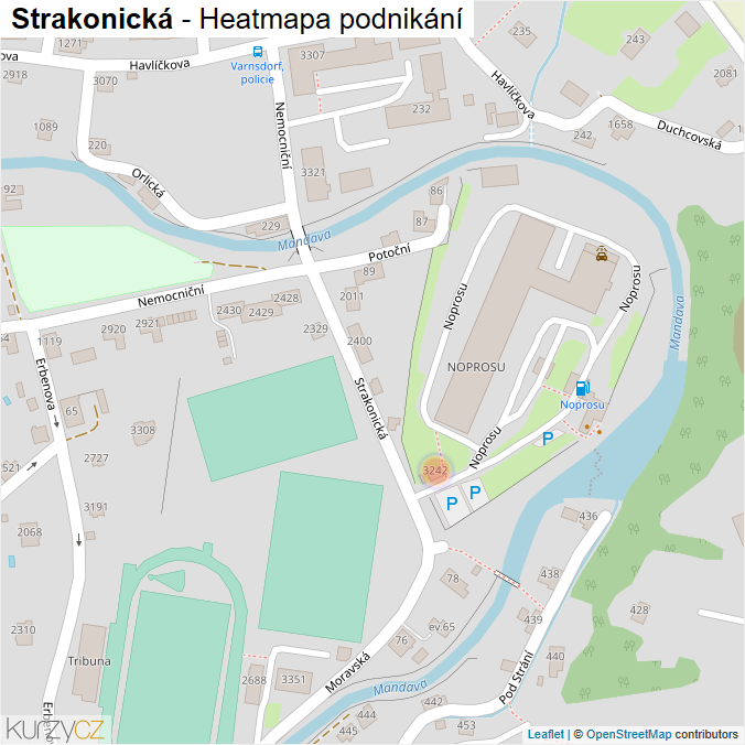 Mapa Strakonická - Firmy v ulici.