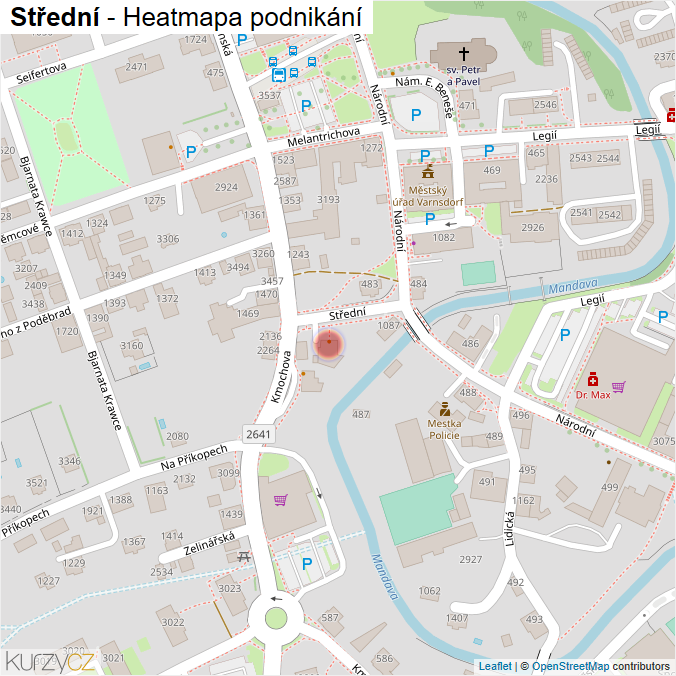 Mapa Střední - Firmy v ulici.