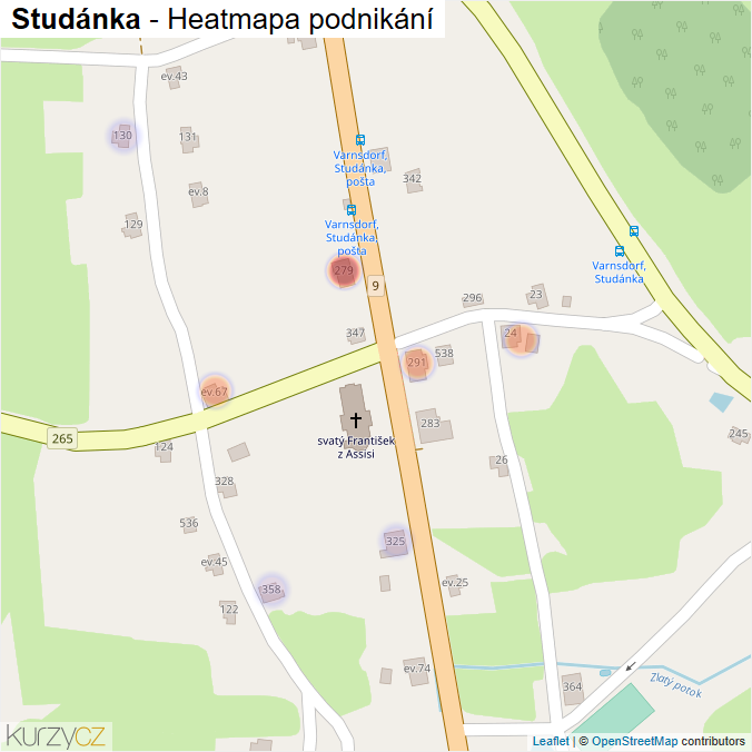 Mapa Studánka - Firmy v části obce.