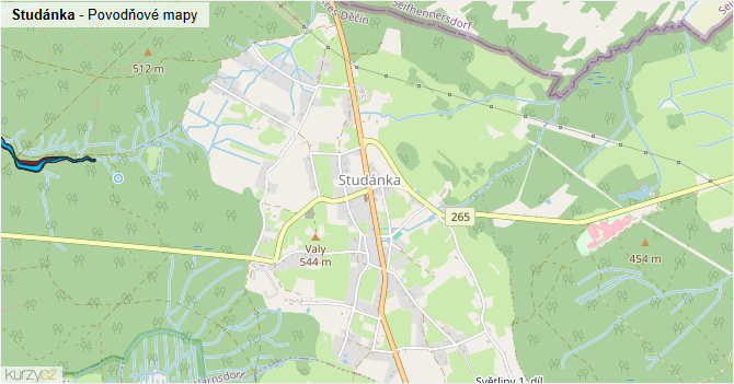 Studánka - záplavové mapy stoleté vody