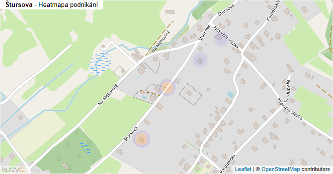 Štursova - mapa podnikání