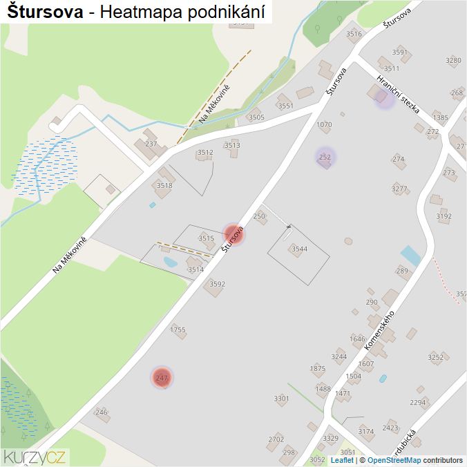 Mapa Štursova - Firmy v ulici.
