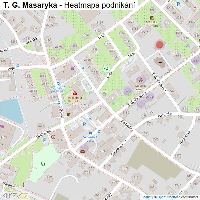 Mapa T. G. Masaryka - Firmy v ulici.
