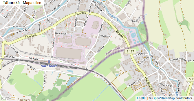 Táborská - mapa ulice