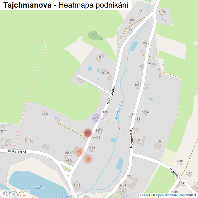 Mapa Tajchmanova - Firmy v ulici.