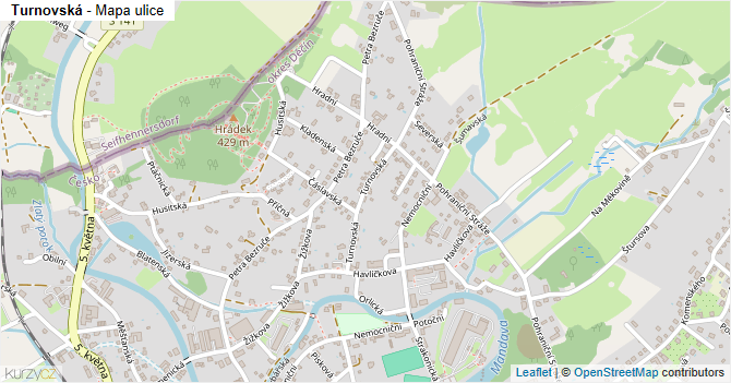 Turnovská - mapa ulice