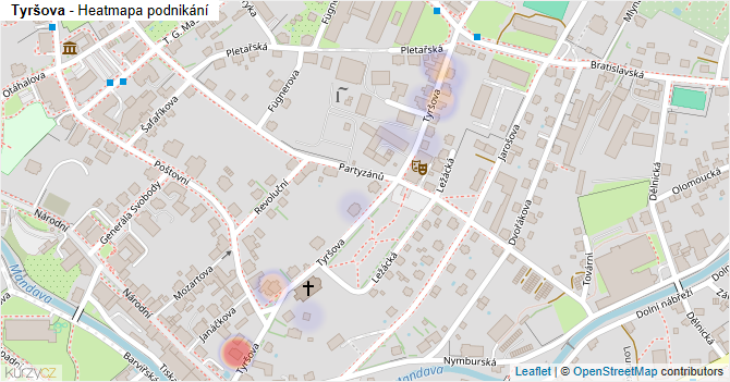 Tyršova - mapa podnikání