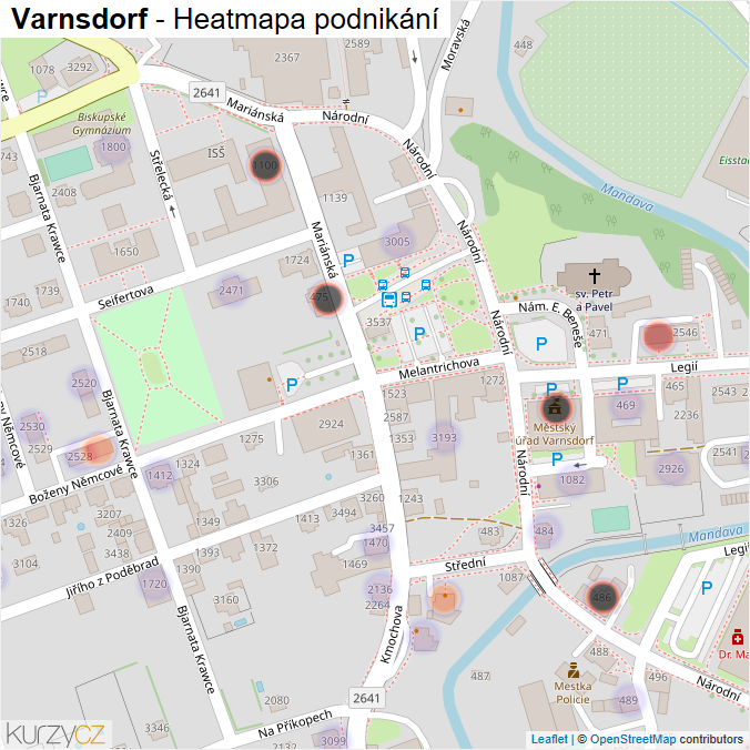Mapa Varnsdorf - Firmy v části obce.