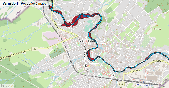 Varnsdorf - záplavové mapy stoleté vody