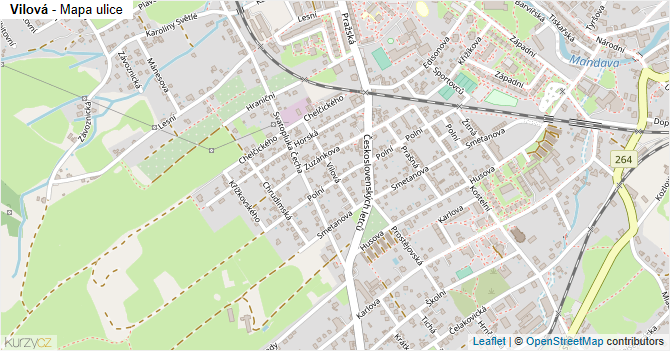 Vilová - mapa ulice