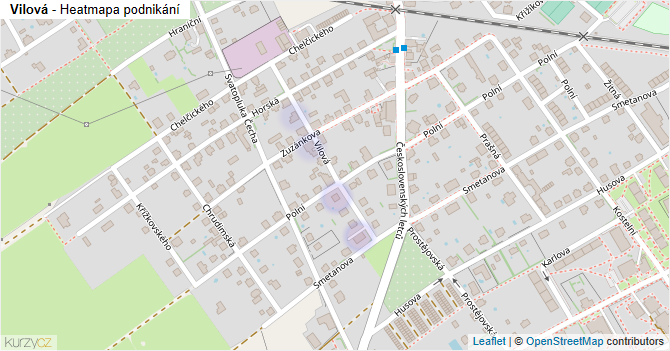 Vilová - mapa podnikání