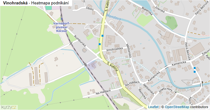 Vinohradská - mapa podnikání