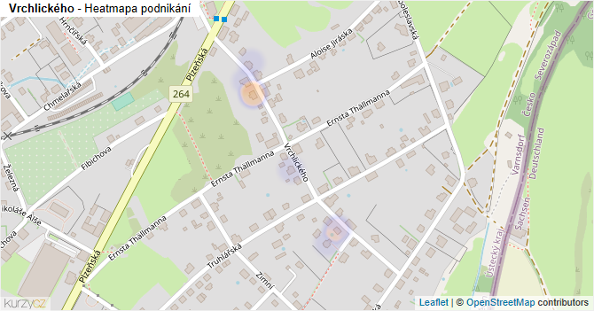 Vrchlického - mapa podnikání