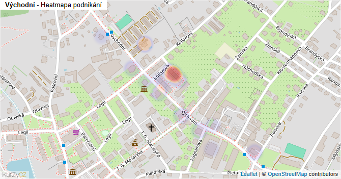 Východní - mapa podnikání