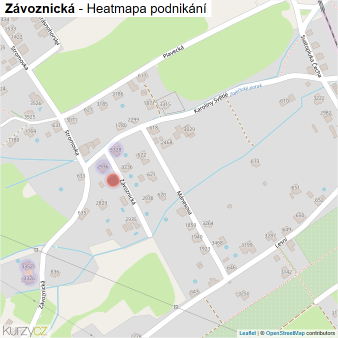 Mapa Závoznická - Firmy v ulici.