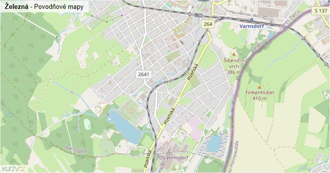 Železná - záplavové mapy stoleté vody