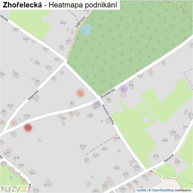 Mapa Zhořelecká - Firmy v ulici.