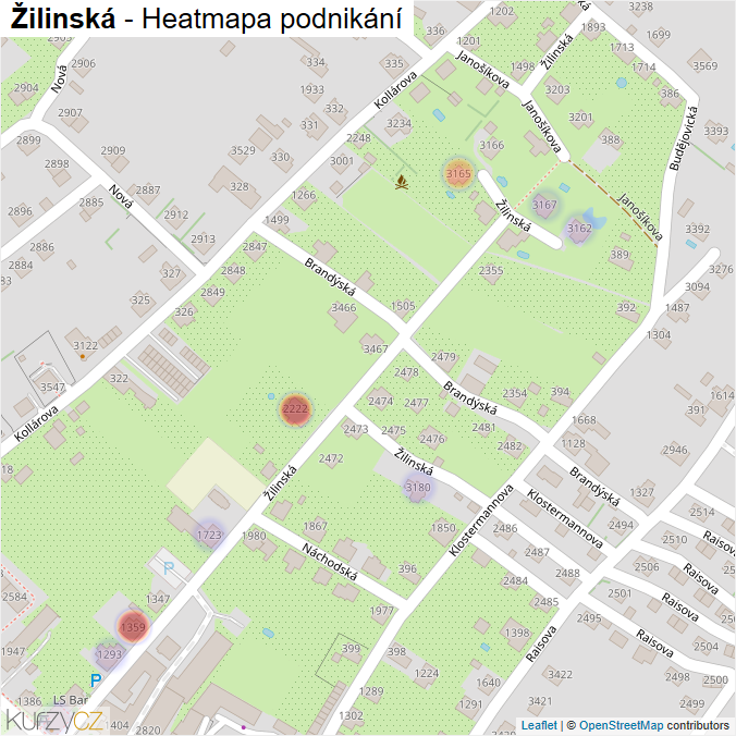 Mapa Žilinská - Firmy v ulici.