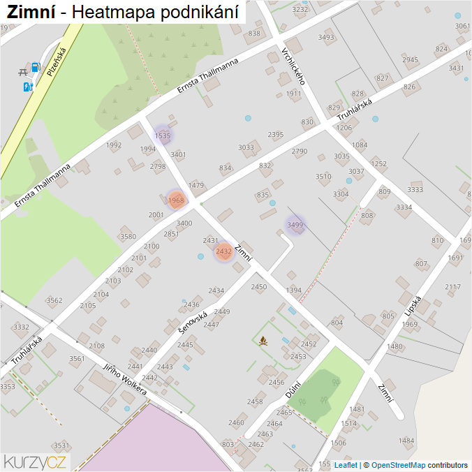 Mapa Zimní - Firmy v ulici.