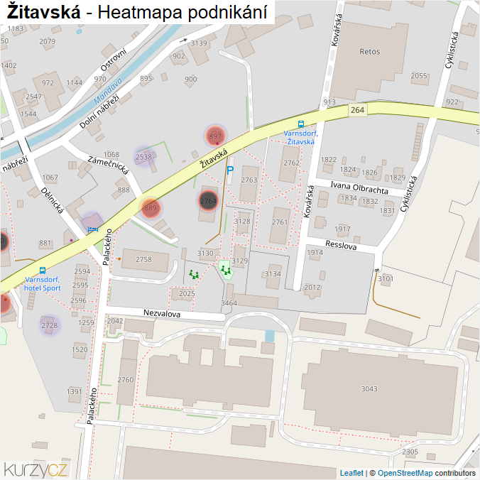 Mapa Žitavská - Firmy v ulici.