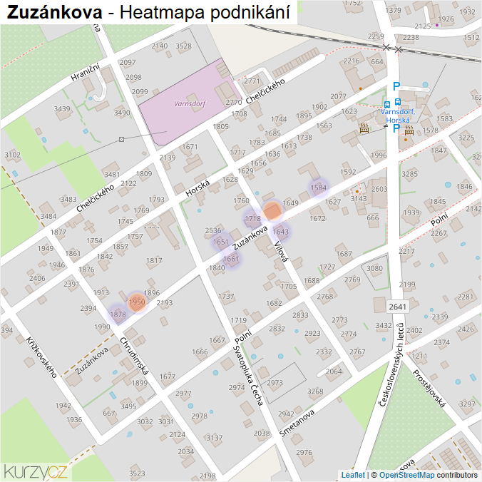 Mapa Zuzánkova - Firmy v ulici.