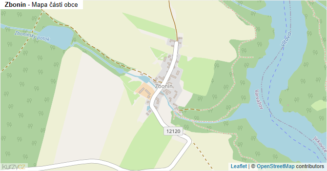 Zbonín - mapa části obce