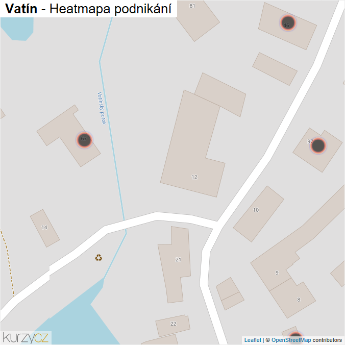 Mapa Vatín - Firmy v obci.