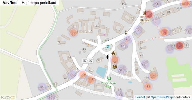 Vavřinec - mapa podnikání