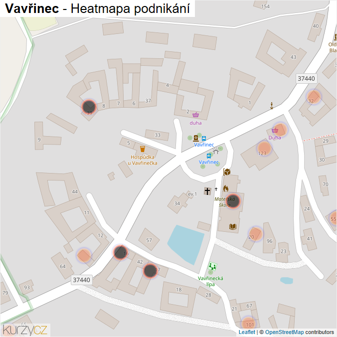 Mapa Vavřinec - Firmy v obci.