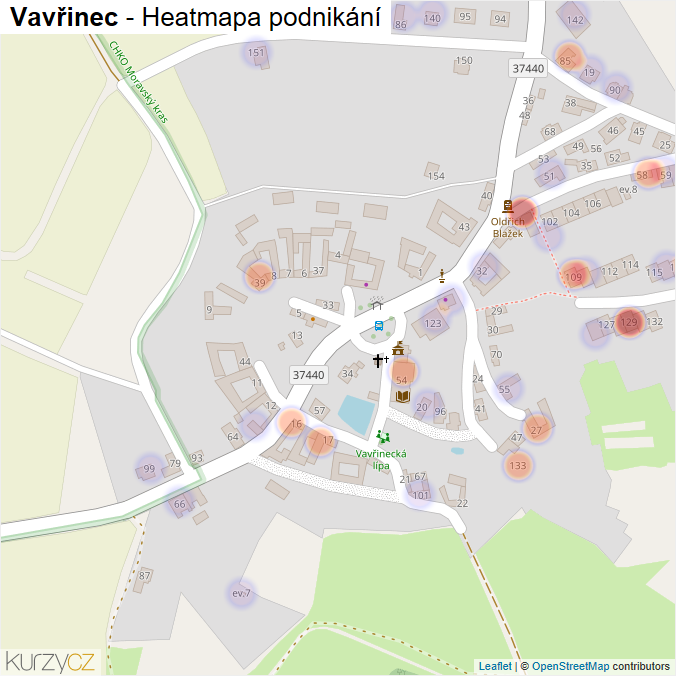 Mapa Vavřinec - Firmy v části obce.